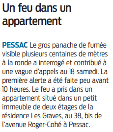 2022 06 13 SO Pessac Un feu dans un appartement