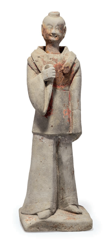A grey pottery figure of a dignitary, Western Wei dynasty (AD 535-556)