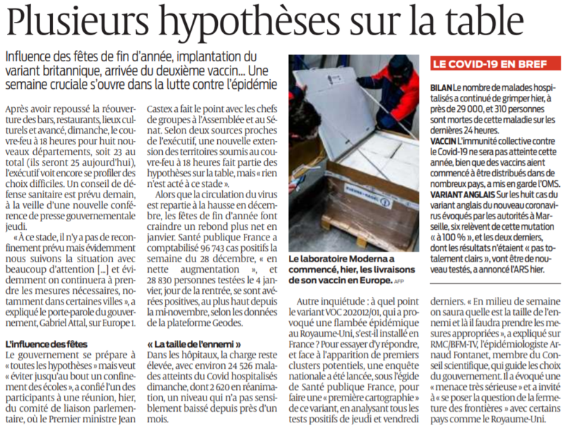 2021 01 12 SO Plusieurs hypothèses sur la table