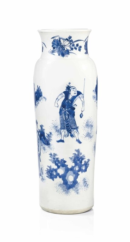 Vase rouleau en porcelaine bleu blanc, Chine, époque Shunzi (1644-1661)