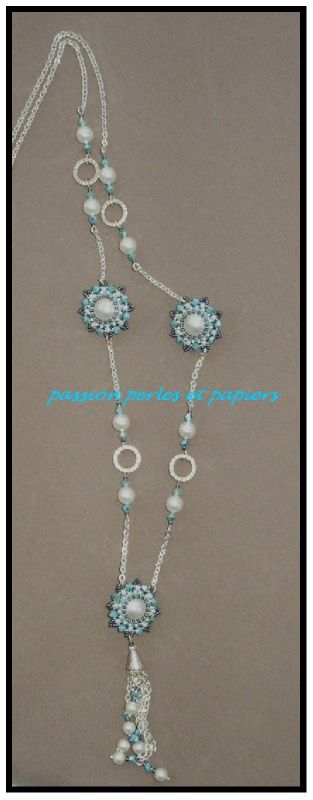 sautoir dorothée turquoise blanc