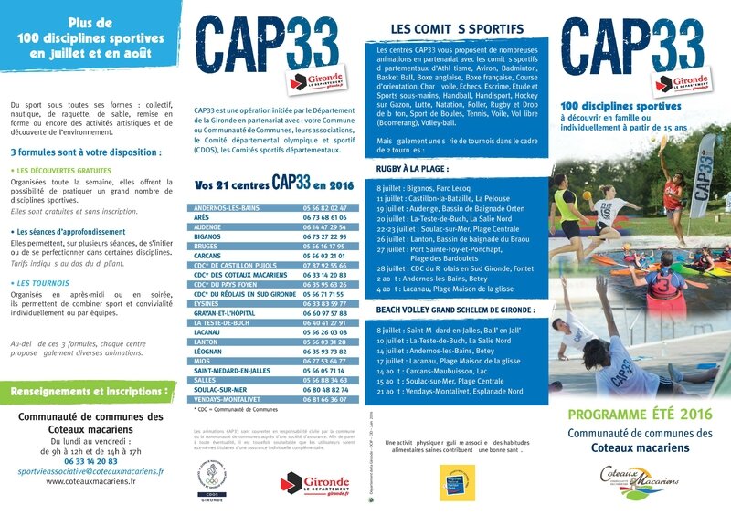 CAP33 Juillet-Août 2016 - CDC Coteaux Macariens 1