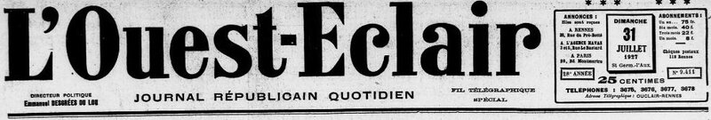 Ouest Eclair 1927 le 31 juillet_1