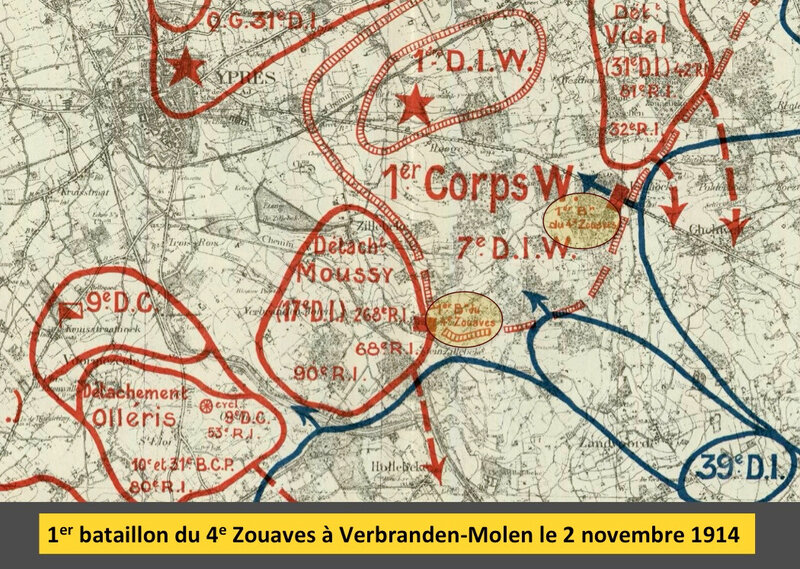 1er bat du 4e Zouaves à Verbranden-Molen, 2 nov 1914