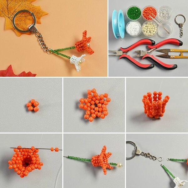 600-How-to-Make-Flower-Key-Chain-with-Seed-Beads-and-Pearl-Beads