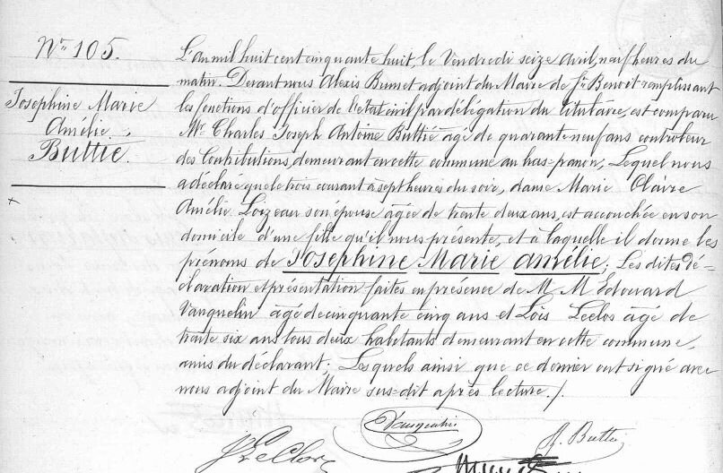 Buttié Joséphine Marie Amélie_née 3.4.1858 à St Benoit