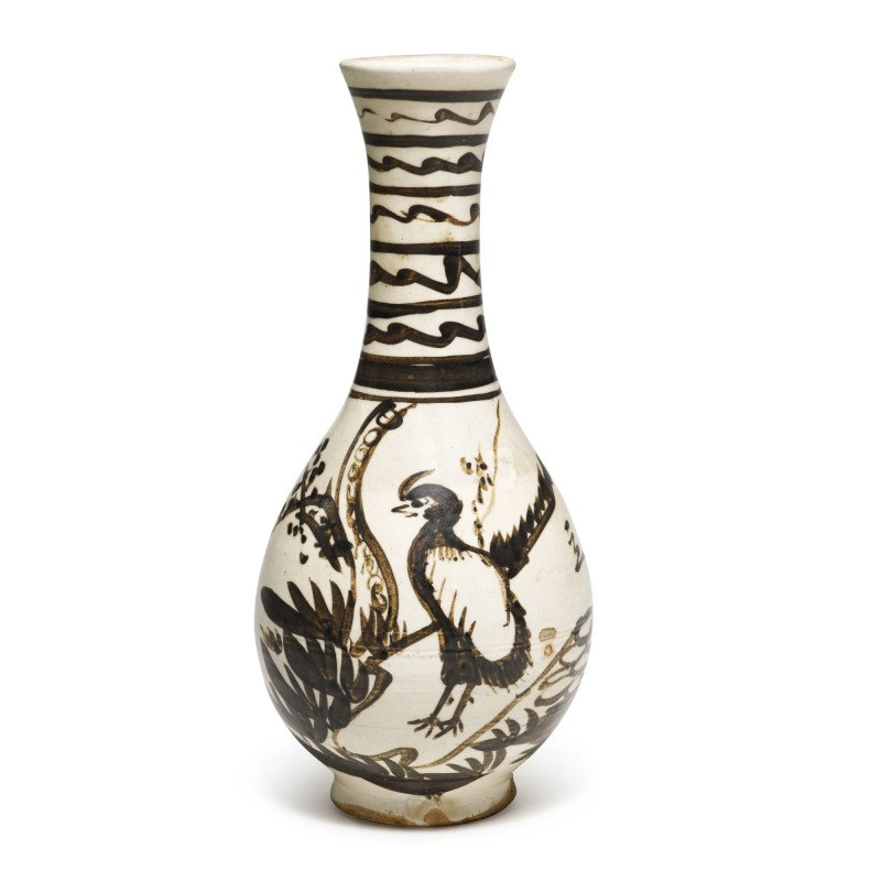 A painted 'Cizhou' 'duck' vase, Yuan dynasty, dated Zhihe 1st year, corresponding to 1328