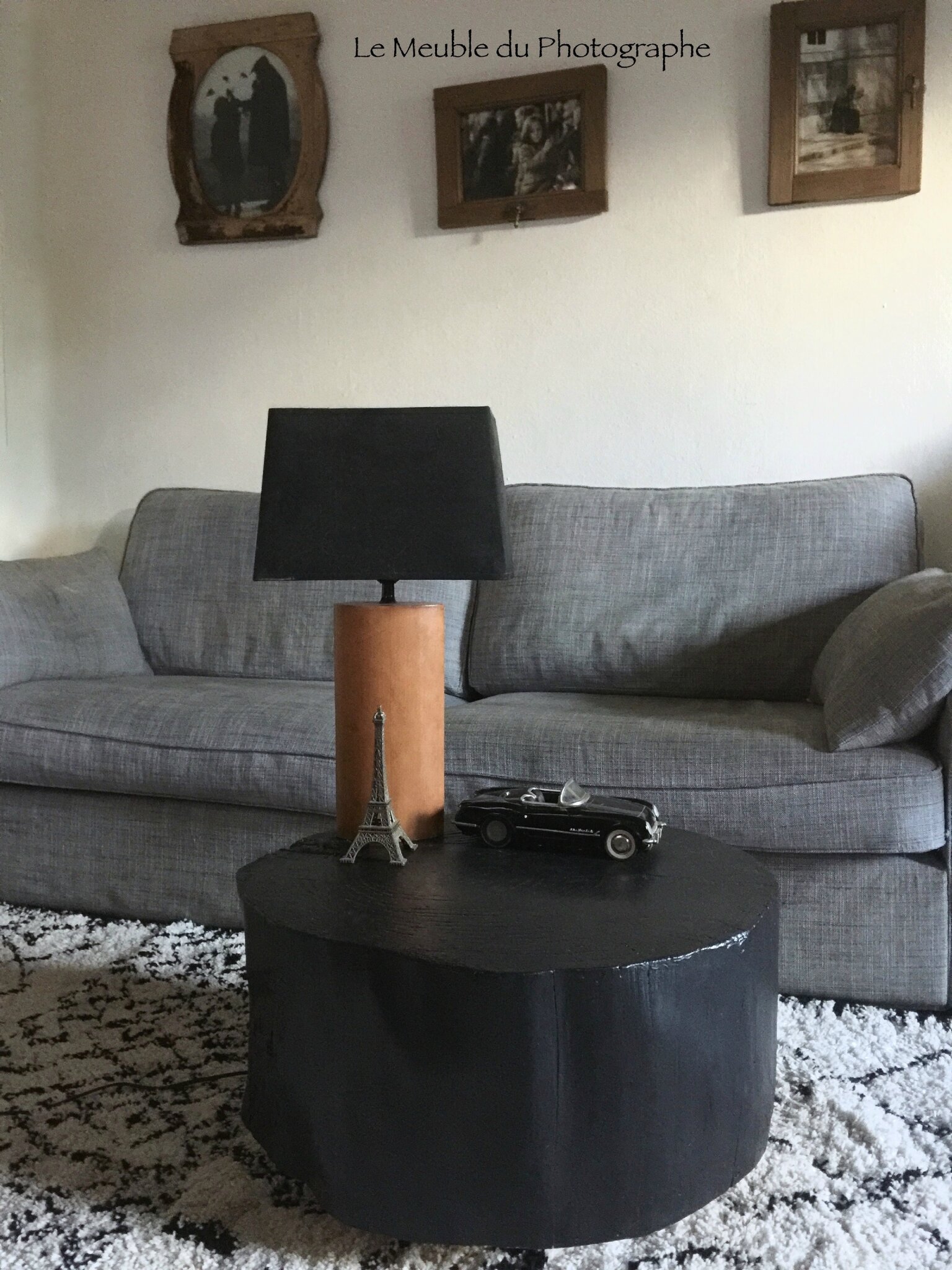 table rondin de bois noir
