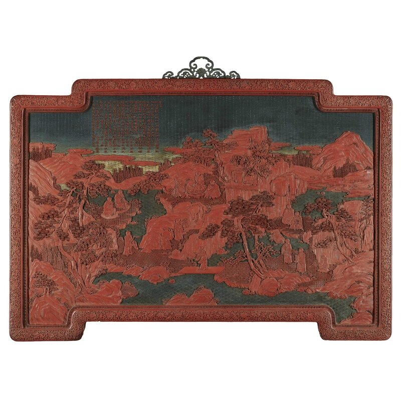 A large imperial inscribed carved lacquer panel, Qing dynasty, Qianlong period (1736-1795)