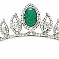 An emerald and <b>diamond</b> <b>tiara</b>-necklace, monture Cartier