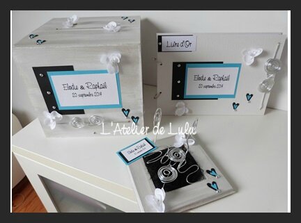 decorationmarage noir et turquoise fait main