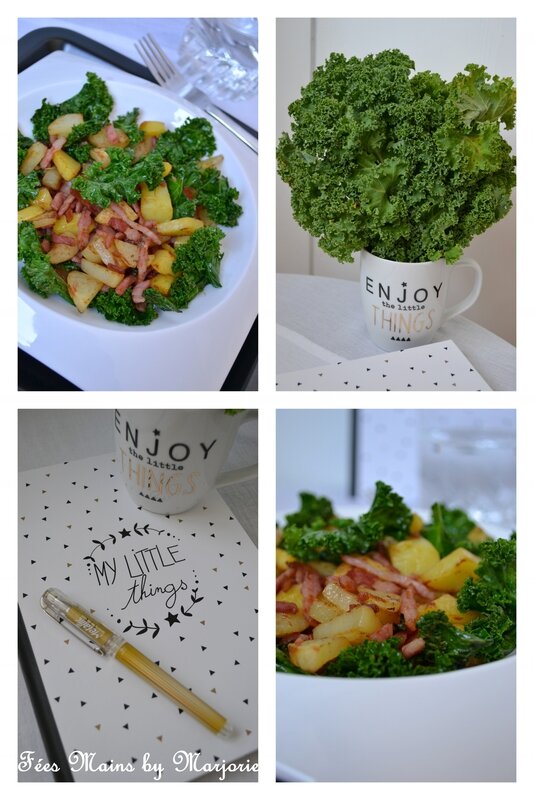 Kale sauté, pommes de terre rôties et petits lardons1