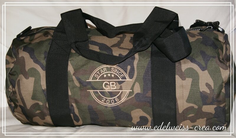 Sac polochon camouflage - Prénom star since année - Cadeau personnalisé militaire