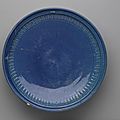 A rare Safavid <b>blue</b>-<b>glazed</b> <b>pottery</b> covered bowl (tas), Iran, 17th century