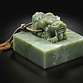 A Massive Imperial Celadon Jade 'Tihe Dian Zhenshang' Seal Qing Dynasty, Seal Of Empress Dowager <b>Cixi</b> (1835-1908) - Sotheby's