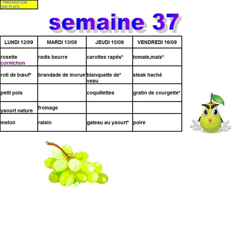 menu cantine