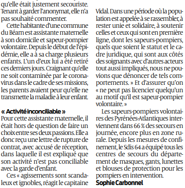 2020 04 21 SO Licenciée parce qu'elle est pompier volontaire2