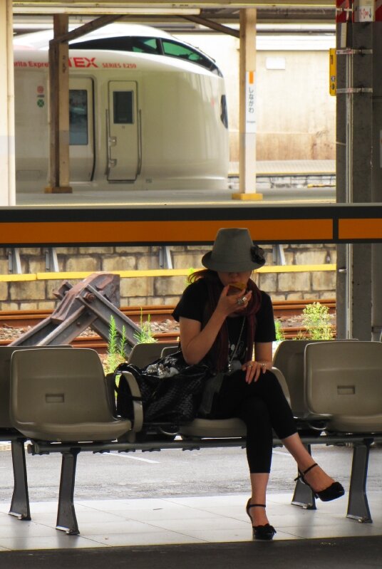 Narita Express E259 girl, Shinagawa