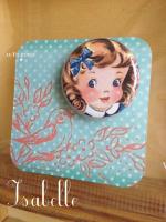 Carton bouton vintage fillette Isabelle