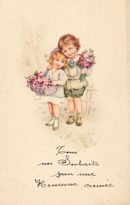 Enfants aux fleurs vintage