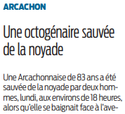 2020 09 16 SO Une octogénaire sauvée de la noyade