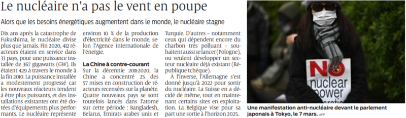 2021 03 09 SO Le nucléaire n'a pas le vent en poupe