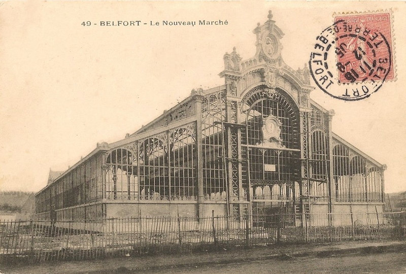 Belfort CPA Rue Fréry n°1 Marché couvert Construction 1904