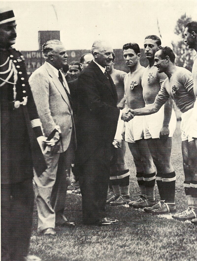 1938 Photo Finale Président Albert Lebrun Gal Vaccaro Joueur Andreoto ex Uruguay