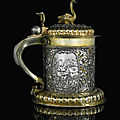A German parcel-gilt silver tankard, Johann Paul Schmidt, Leipzig, <b>circa</b> <b>1690</b>