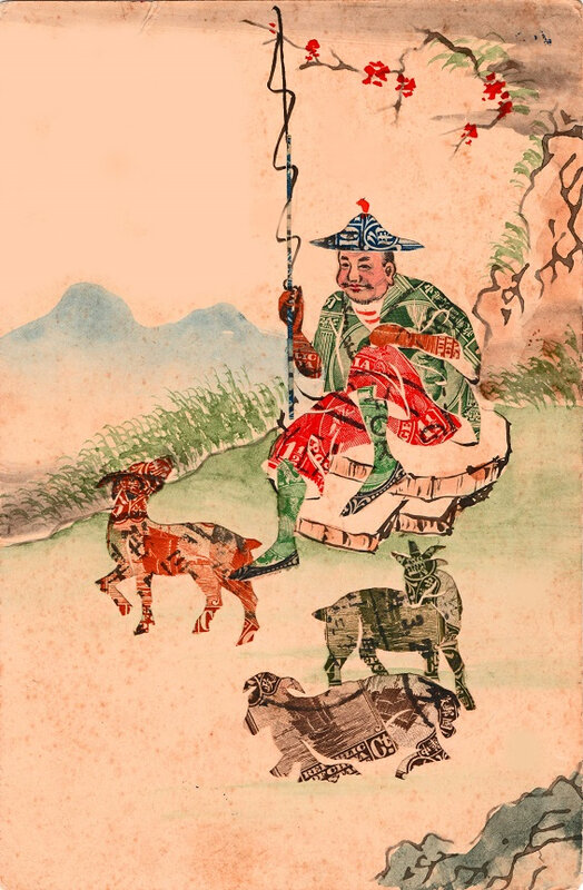 CPA Timbres Scène asiatique