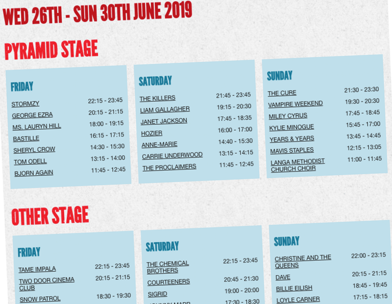 Glastonbury_festival_2019_Worthy farm_full_line-up_programmation_poster_affiche