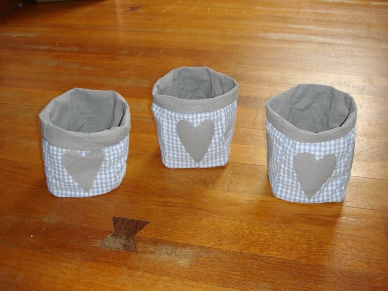 paniers en tissu appliqué coeur