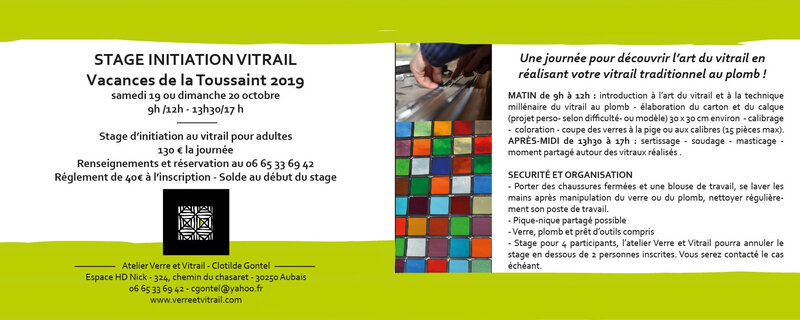 Stage vitrail Toussaint 2019 - clotilde gontel