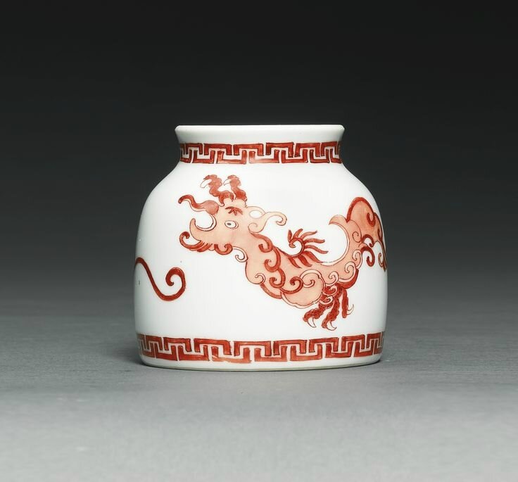 A fine and rare iron-red ‘Phoenix’ waterpot ,Yongzheng mark and period