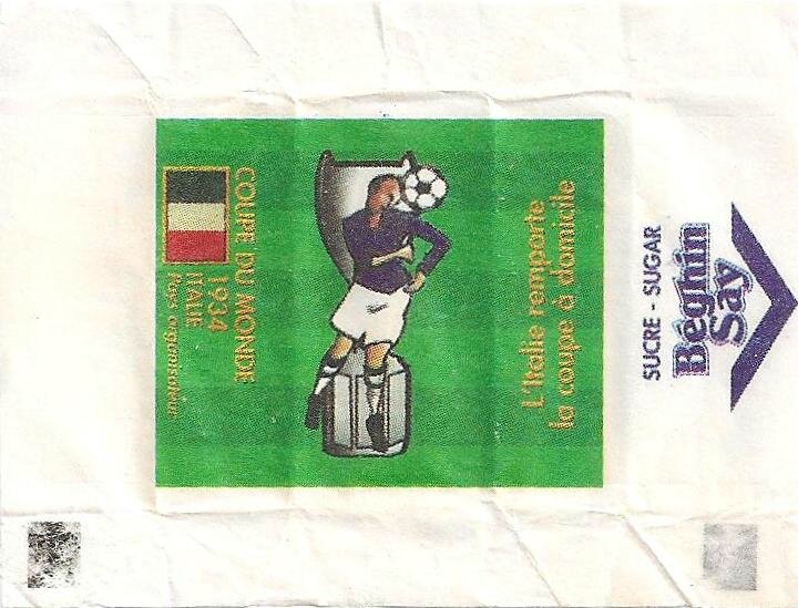 Emballages de sucre Coupe du Monde Football Italie 1934