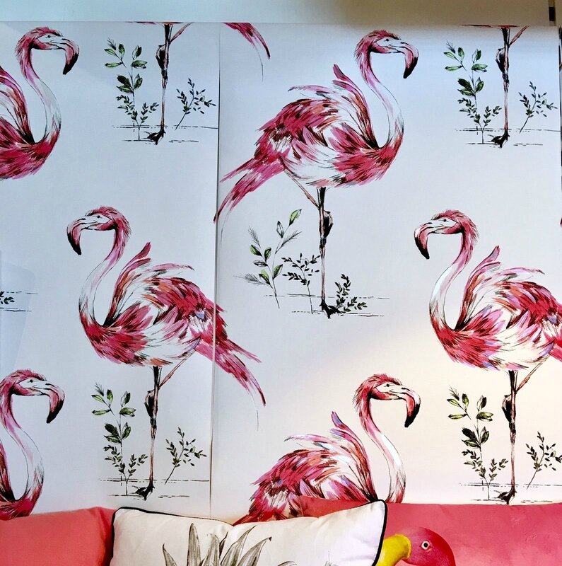 09 papier peint flamant rose