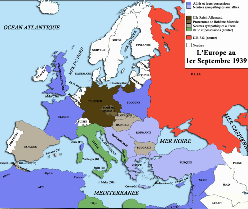 carte Europe 1939