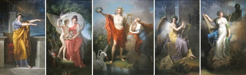 Apollo_and_the_Muses,_oil_on_canvas_pentyptych_by_Charles_Meynier wiki