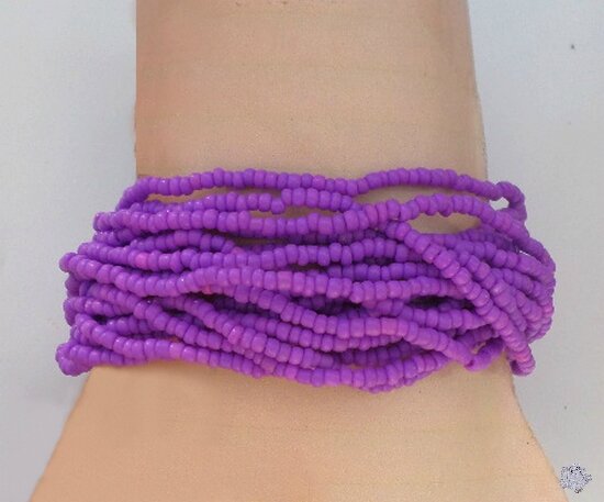 Bracelet Ivi Multirang Tibétain Rocailles Violet Crocheté Fermoir Bouton