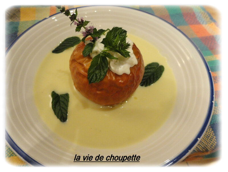 pommes au four et crème anglaise à la menthe-1