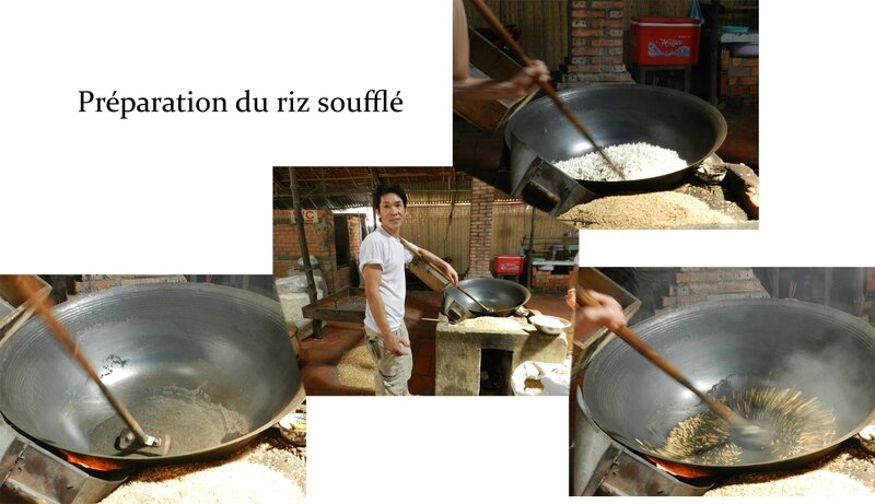 Préparation du riz soufflé