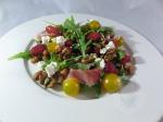 Salade framboises, roquette, cacahuètes
