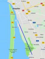 Tracé du canal entre Dreverna et Klaipéda