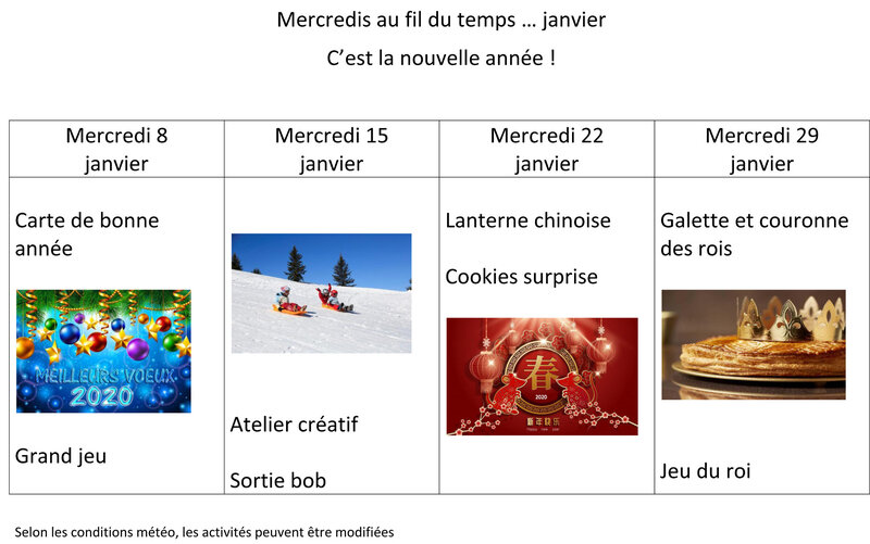 programme mercredis janvier