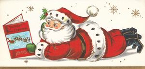 vintage santa reading card