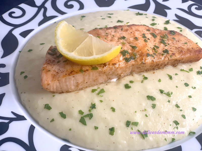 Pavés de saumon poêlés et purée aux topinambours 2