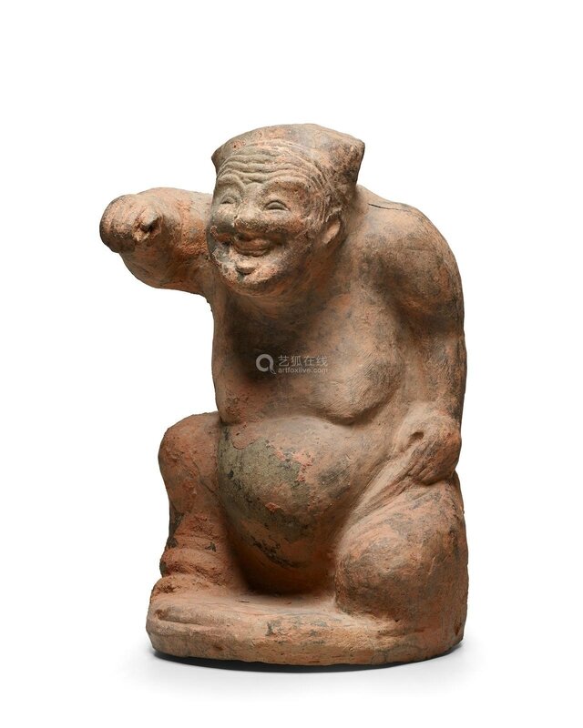 A Sichuan pottery figure of an entertainer, Eastern Han dynasty