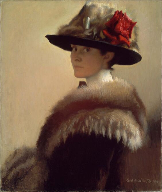 fur coat Femme au chapeau de fourrure, par Edmund Charles Tarbell