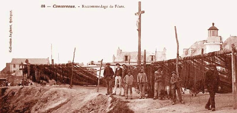 carte postale concarneau raccomodage de filet
