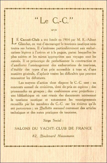canoë club soirée du 20 12 1912 but du C